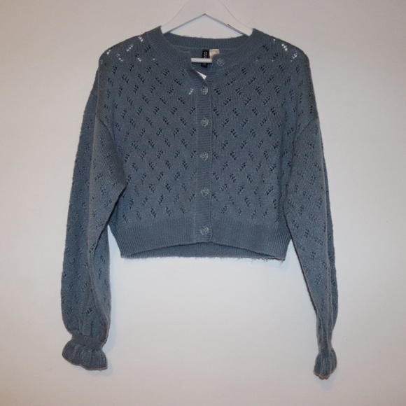 H&M | blue Pointelle Cardigan Size Small - Picture 1 of 3